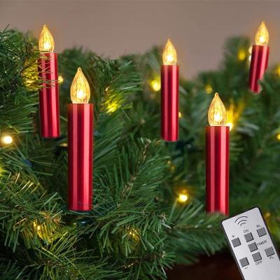 China Cheap Remote Control LED Light Red Electronic Candle With Synchronized Remote Control Battery Operated Christmas Flameless Candle With Clip for sale