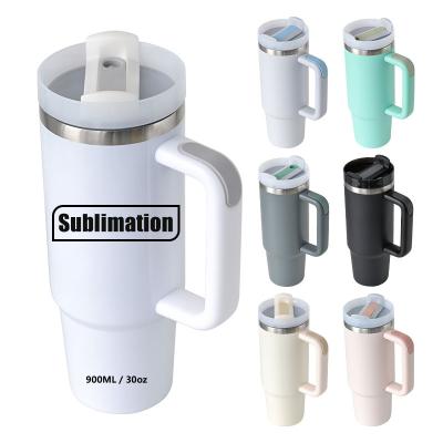 China 40oz 30oz stainless steel sublimation stanleys dupe thermos tumbler mugs and travel viable custom coffee mugs with logo for sale