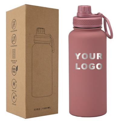 China Sustainable 32oz Soft Touch Paint Rubber Gym Insulated Thermal Metal Stainless Steel Flasks Water Bottles for sale