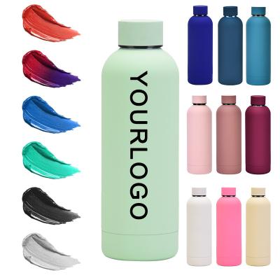 China Wholesale Customization 500ml 750ml Soft Touch Painting Viable Rubber Double Walled Vacuum Insulated Water Bottle With Custom Logo for sale