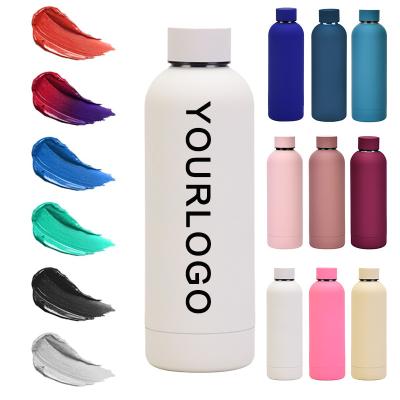 China Sustainable 500ml 750ml Personalized Soft Touch Paint Sport Rubber Vacuum Insulated Stainless Steel Water Bottle for sale