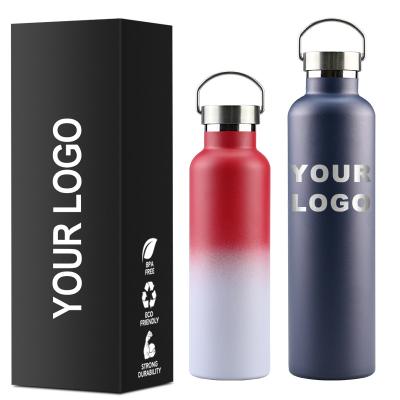 China 500Ml 750Ml OEM Sustainable Eco-Friendly Insulated Vacuum Flask Coated Double Wall Stainless Steel Water Bottle for sale