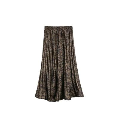 China The new anti-static summer chiffon leopard skirt, Korean elastic waist pleated skirt skirt, fashionable and flexible, medium and long swing for sale