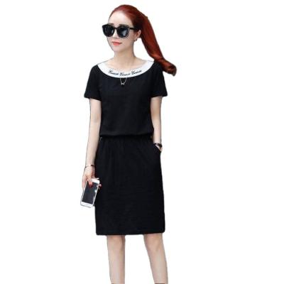 China Anti-Static Women's Fashion Style Summer Shorts Sheath Loose Slim Stripe Skirt Casualized Polyester Alphabet Embroidered Dress for sale