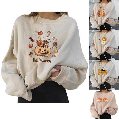 China European and American Christmas fashion women's clothing autumn and winter style Anti-wrinkle pumpkin printed casual long sleeve sweater for sale