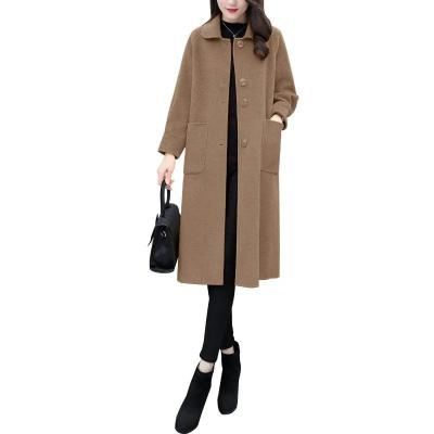 China Anti-wrinkle coat European women's middle and autumn and winter coat women's loose woolen coat Korean long woolen coat for sale