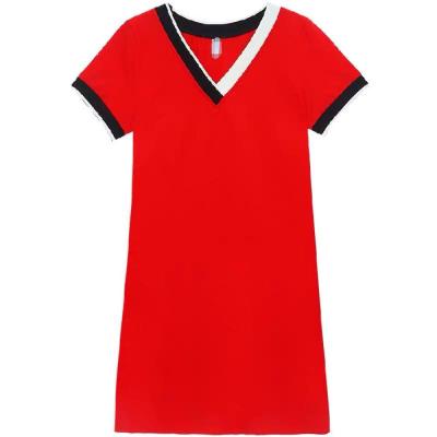 China Western styleVWomen collar dress summer anti-static sweater short sleeve casual sports mid length mid length dressinsSlimming for sale