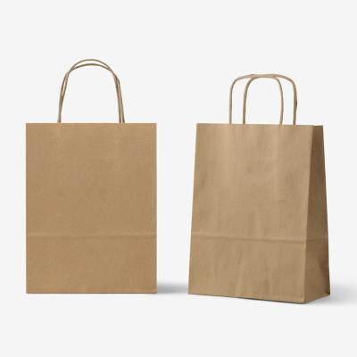 China 2022 Hot Selling Reusable Recyclable Kraft Paper Bag With Handles Customized Logo Shopping Paper Bag for sale