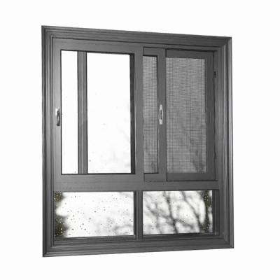 China Aluminum Horizontal Double Glazed Windows Magnetic Screen With StainSteel Screen Window Dust Protection Aluminum Sliding Window for sale