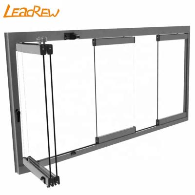 China Invisible Frameless Glass Double Folding Glazing Aluminum Folding Screen Balcony Window for sale