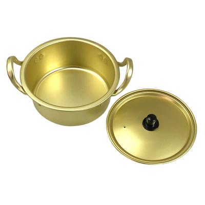 China Viable Korean Yellow Aluminum Stock Pot Instant Pot Ramen Noodle Korean Quick Heating Ramen Cooking Pot With Lid For Kitchen Cookware for sale