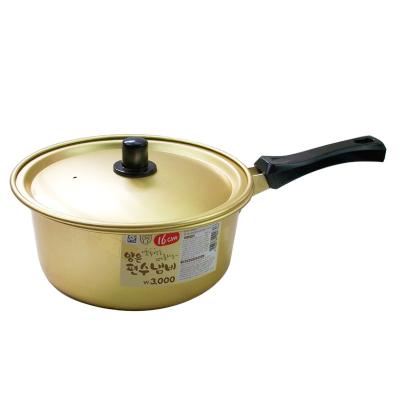 China Viable Korean Yellow Aluminum Pot Ramen Broth Pot Instant Pot Korean Quick Heating Ramen Noodle Cooking Pot With Lid For Kitchen Cookware for sale