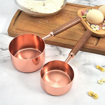 China Sustainable Wholesale Kitchen Cooking Baking Uses Rose Gold Heavy Duty Mirror Polished Stainless Steel Measuring Cups And Spoons Set for sale