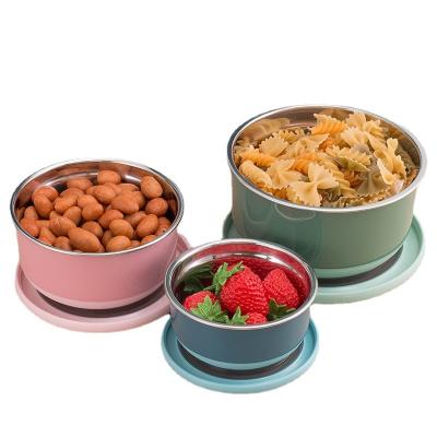 China Colorful Bento Box Stainless Steel Food Kitchen Storage Bowl Freshness Keeping Leakproof Container With Lid for sale