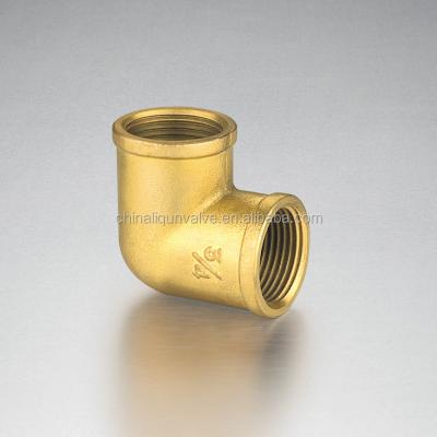 China Brass Thicken NPT Female Thread Elbow Gas Connector Intermediate Brass Pipe CNG Special Nipples Brass Heating Fittings for sale