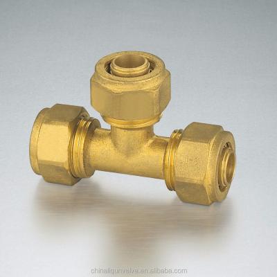 China 3 Way Tee Quick Coupler Brass Pneumatic Hydraulic Vent Pipe Brass Coupling Fit for sale