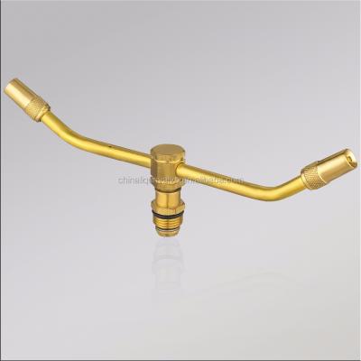 China Variable Spray Patterns Two Fork 360 Degree Autorotation Garden Irrigation Brass Sprinkler Cooling Atomization Brass Spray Nozzle Two Nozzles for sale