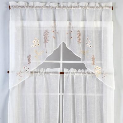 China American Style China Made Small Flowers EMB 3 PC Kitchen Curtains Set Window For Sale for sale