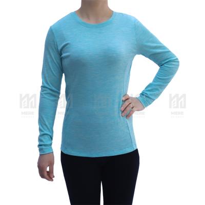 China Anti-Wrinkle OEM Plus Size Womens Long Sleeve T Shirt Merino Wool Yoga To Wear For Women Moisture Wicking Breathable Women Shirts for sale