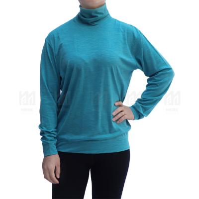 China Wholesale Anti-Wrinkle Turtle Neck Solid Hoodie Tops Underwear Women T-shirt Merino Wool Oversized T-shirt For Women Girls for sale