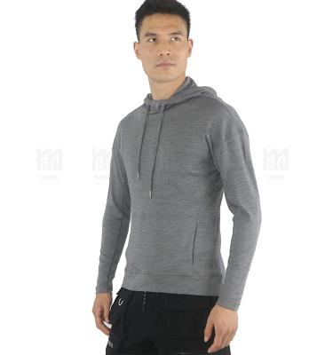 China Hot Selling Fashion Design Anti-Wrinkle Men's T-shirt Men's Long Sleeve Light Weight Jumper Hoodie Solid Merino Wool Zipper Hoodie for sale