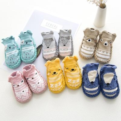 China Sustainable Baby Infant Socks With Grips Anti Slip Sock Newborn Kids Soft Sole Floor Socks Cartoon Printing for sale