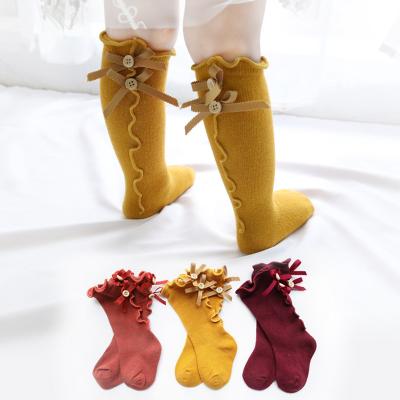 China Kids Baby Ruffle Stockings Knee High Long Boot Sustainable Socks for sale