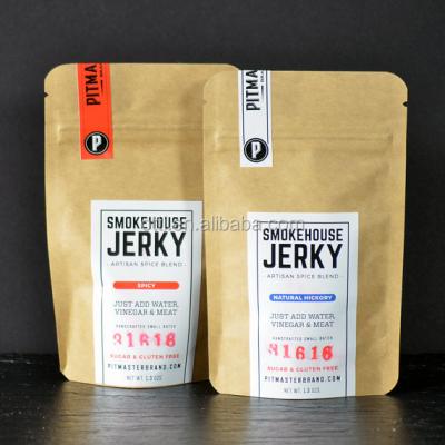 China Moisture Proof Custom Printed Kraft Paper Beef Jerky Packaging Stand Up Pouch Bag for sale