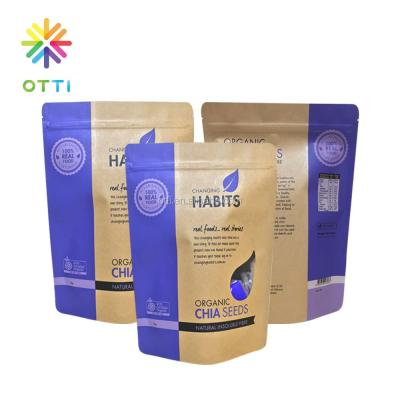 China Wholesale Organic Moisture Proof Chia Seeds Ziplock Custom Stand Up Food Packaging Paper Bag for sale