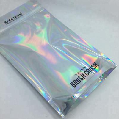 China Custom Pocket Hologram Mylar Plastic Zipper Bag Moisture Proof With Clear Window for sale