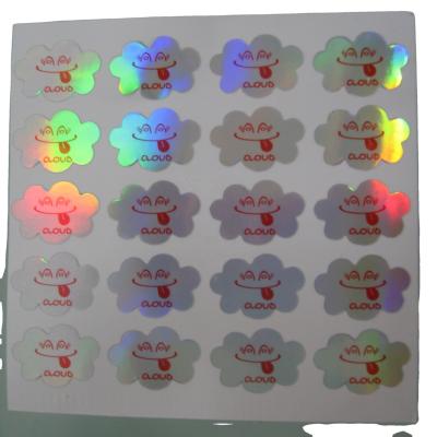 China Moisture Proof Cloud Shape Plastic Label Custom Printing Holographic Stickers For Bags for sale