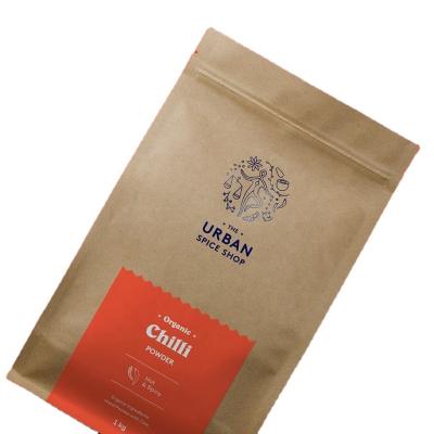 China Moisture Proof Spice Seed Powder Packing Kraft Paper Flat Bottom Bag Custom Printed for sale