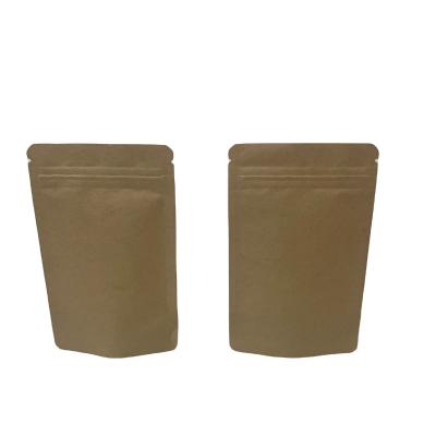 China BIODEGRADABLE OEM Food Grade Biodegradable Brown Kraft Paper Stand Up Pouch With Ziplock for sale