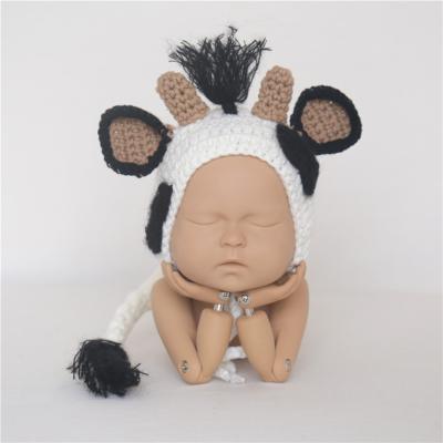 China Imitate Props Animal Photography Newborn Baby Boy Cow Animal Cow Cow Hat Knitted Infant Toddler Cowl for sale