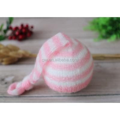 China Anti-wrinkle mohair hood newborn knitted baby knit hat baby hood photography newborn props rabbit infant beanie for sale