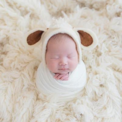 China Picture wool rabbit hood hat photography prop newborn prop baby sitter hood hat photo prop for sale