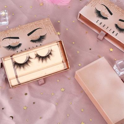 China Winged SY Shuying Mink Lashes Boxes Luxury Custom Drawer Custom Eyelashes 3D Faux Logo Packaging Box For False Eyelashes for sale