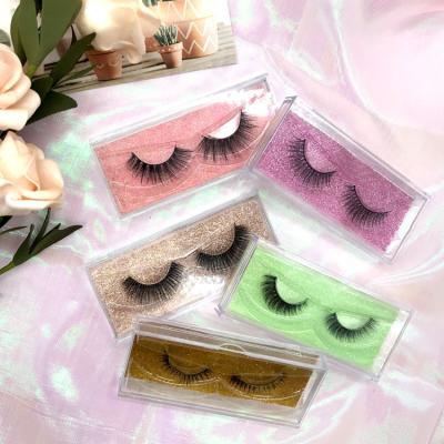 China Long natural custom eyelashes packaging box wholesale faux 3d mink lashes vegan quality 3d fluffy silk fake lashes for sale