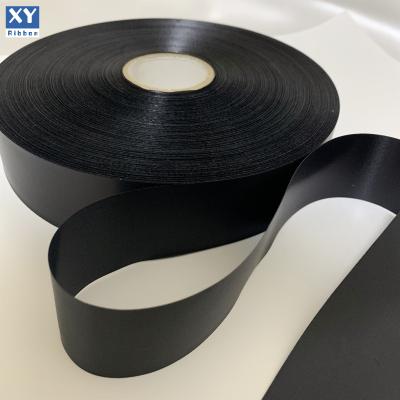 China Durable Black High Density Double Sided Polyester Satin Ribbon for sale