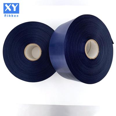 China Viable high quality cheap custom polyester satin ribbon deep royal blue double faced elastic ribbon band custom for sale