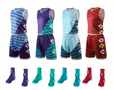 China Breathable Printing Yellow And Color Design Basketball Tank Top Uniform Shorts Suit Custom Sublimation Basketball Uniform for sale