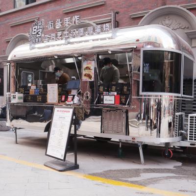 China Mobile Vegetable Processing Plant Catering Trailer Fast Food Cart Concession Food Truck Stainless Steel Snack Ice Cream Hot Dog Coffee Cart for sale