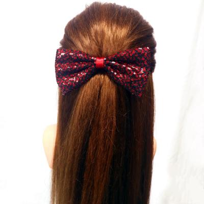 China Vintage Women's French Rhinestone Hair Bow Tie Cut Hair Accessories For Christmas for sale