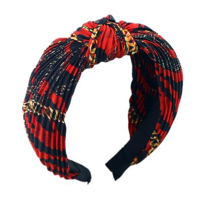 China Newest Daliy Life Headband Designs Popular Polyester Fabric Folds Print Knot Embroidery Custom Headband for sale