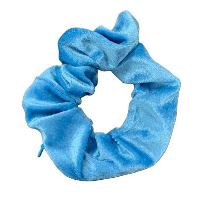 China Simple velvet hair tie scrunchies for women, original hidden zipper pocket scrunchies for sale