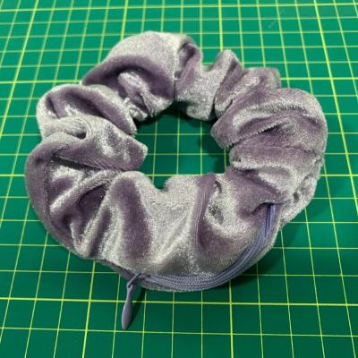 China New Design Pocket Fashionable Custom Handmade Scrunchies Hidden Zipper Velvet Scrunchies for sale