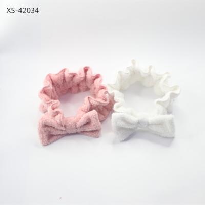 China Hair Accessories Wholesale Makeup Cute Soft Bow Facial Bath Velvet Head Wrap For Adult for sale