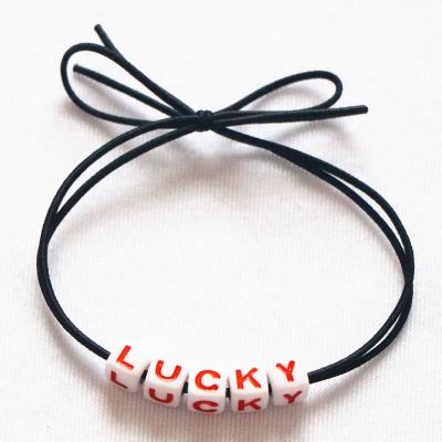 China Cheap Elastic Custom Text Lucky Charm Gifts Bracelet Cute BSCI News Activities for sale