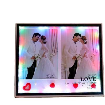 China OEM Design Plastic ABS USB Charging LED Wedding Sublimation Photo Frame for sale