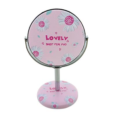 China Mini Rotatable Smart Makeup Mirror Desk Mirror PU Cover Magnifying Custom Mirror for sale